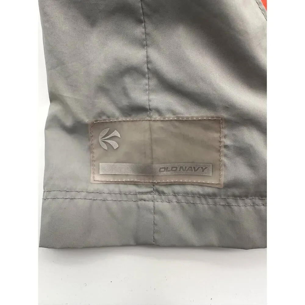 Old Navy Kid’s Sz: M Full Zip Hooded Windbreaker Jacket Grey Orange Perfect Fit